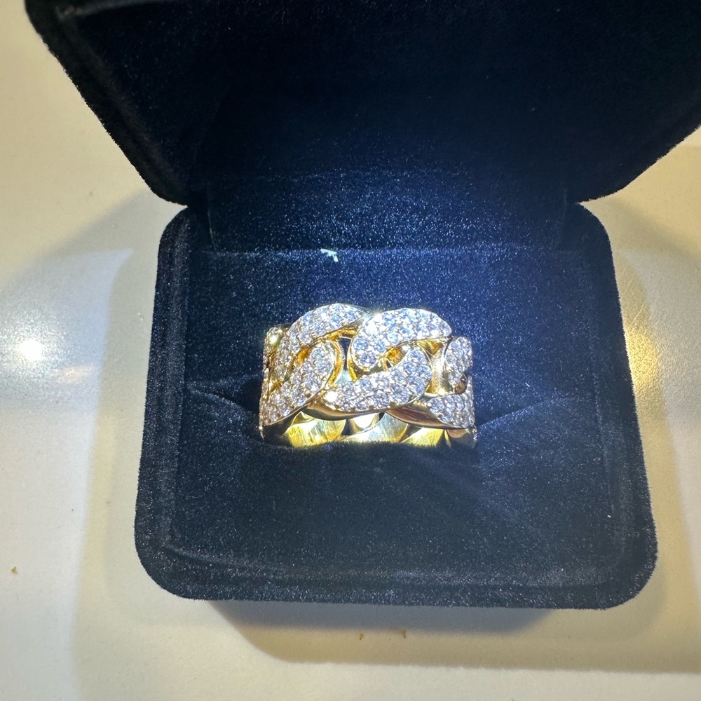 Elegant Solid 10K Gold Miami Cuban Link Ring